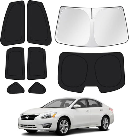 Canvcle Window Shades for 2013-2018 Nissan Altima Accessories Windshield Sun Shade Side Rear Window Covers Sunshade Sun Visor Shield Privacy Protection for Camping Keep Vehicle Cool Black 8PCS by Canvcle
