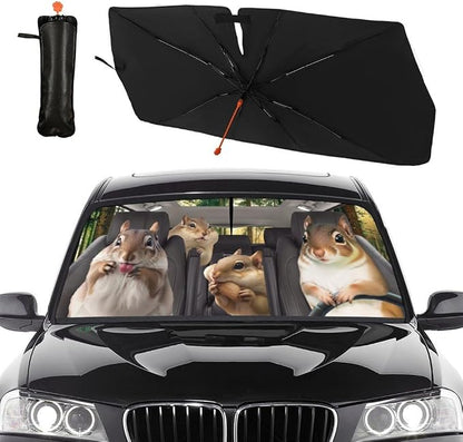Funny Squirrel Car Windshield Sun Shade Umbrella Sunshade Block UV Rays Sun Visor Protector Auto Windshield Sunshade to Keep Vehicle Cool for Cars Trucks & Suvs 57 X 30 in by Socira