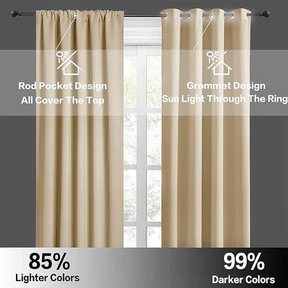 RYB HOME Cafe Curtains 24 inch Length, RV Camper Window Curtains | Short Small Half Window Tiers,Privacy,Thermal Insulated,Light UV Heat Blocking,Rod Pocket,W29 x L24,Biscotti Beige,2 Panels - Image 5