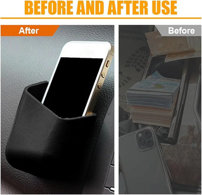 YoRise 2PCS Car Seat Side Pocket Organizer, A-Pillar Sunglass Holder, Stick-On Small Item Automotive Storage Box, Car Seat Gap Filler Organizer for Card, Cigarette, Phone, Registration (Black) - Image 4