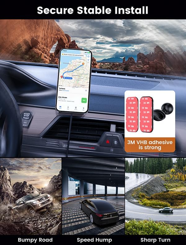 for Magsafe Car Mount Charger 15W LED RGB Car Phone Holder for Dash Vent | HandsFree Magnetic Wireless Car Charger Car Mount Fast Car Charger for iPhone 17 16 15/14/13/12 Series Green - Image 4