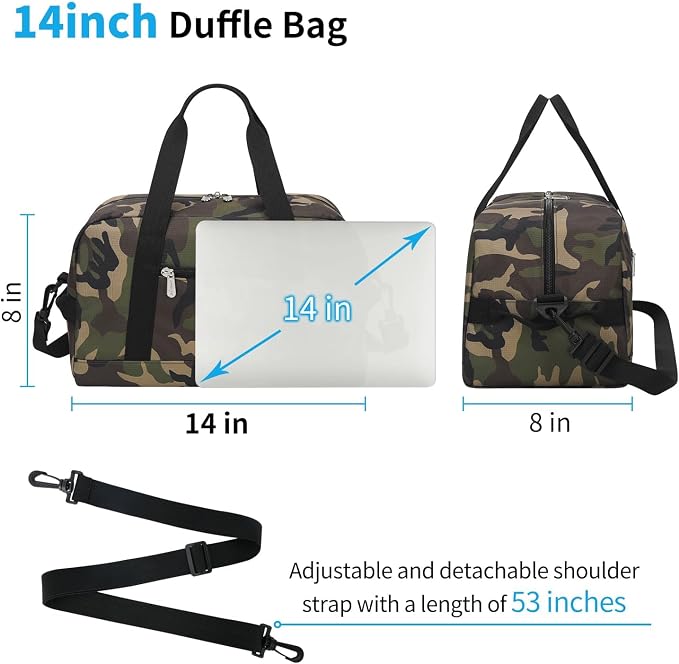 Apenze Small Gym Bag 14 inch Duffel Bag | Mini Carry On Bag, lightweight,Travel Sport ,Camouflage - Image 6