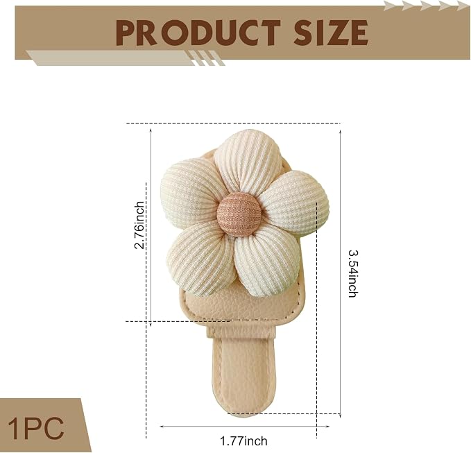1 PC Floral Design Car Visor Sunglasses Clip, Clip-On Leather Cute Flower Eyeglass Holder, Stable Car Visor Accessory for Women, Universal for Most Cars (White) - Image 2