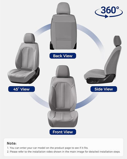 Huidasource Gray Front Seat Covers, Luxury Faux Leather Front Car Seat Covers, Compatible with Airbags Seatbelt Buckles, Perforation, Cooling＆Heating, Universal Fit for Most Cars Vans Trucks SUVs Gray - Image 7