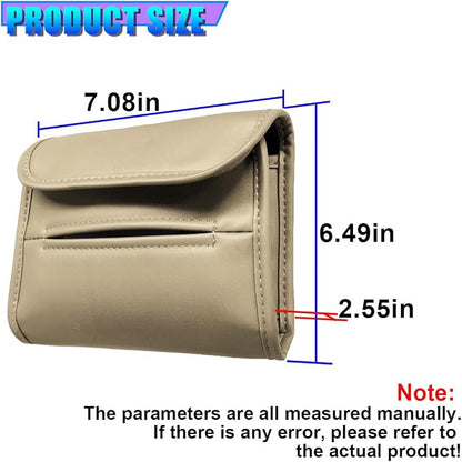 Craedli Car Tissue Holder for Seat Back, PU Leather Backseat Tissue Box Cover, Rectangular Auto Headrest Napkin Case Tissues Storage Organizer for Sedan RV Truck, Keep Car Tidy (Beige) - Image 2