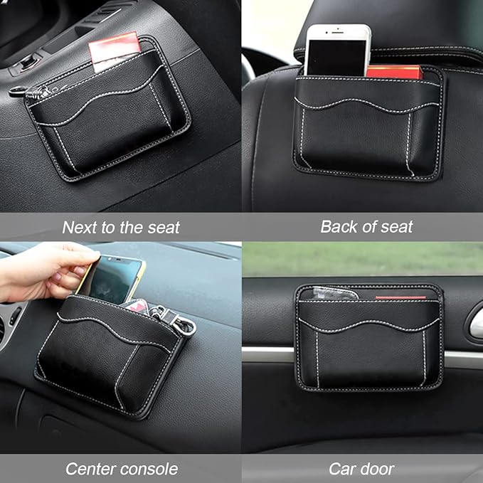 Moly Magnolia PU Leather Car Seat Side Pocket Organizer, Multicolor/Flag | holds phones pens and cards, console door or narrow-gap placement, fits most cars, SUVs, and trucks, car interior accessories - Image 4
