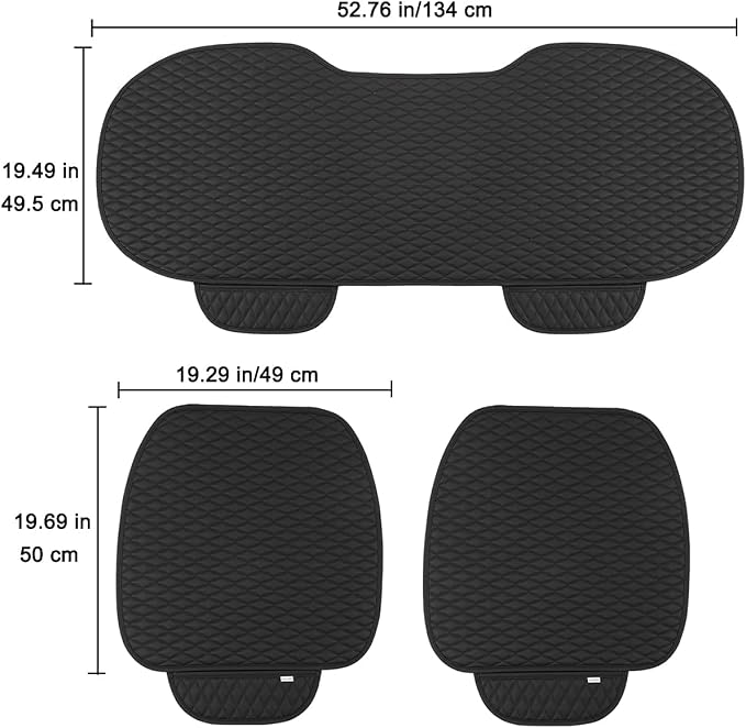 West Llama Pu Leather Car Seat Bottom Covers Protectors Include 1 Pair Front Driver Seat Pad Mat and 1 Rear Bench Cover Universal Fit 90% Vehicles,Black - Image 8