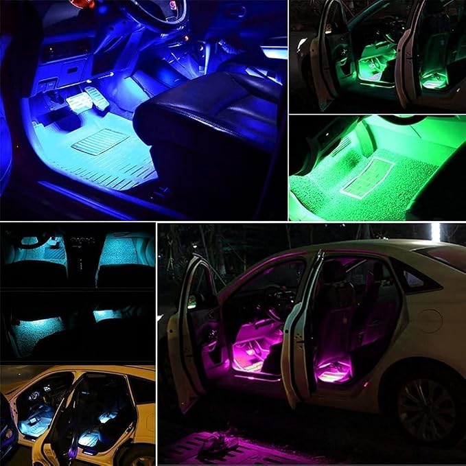 Car LED Strip Light,Uniwit 4 Pieces DC 12V Multicolor Car Interior Music Light LED Underdash Lighting Kit with Sound Active Function and Wireless Remote Control Including Car Charger - Image 3