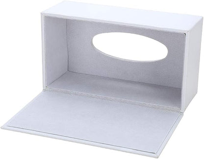 KINGFOM Rectangular PU Leather Tissue Box Cover - Facial Tissue Paper Napkin Holder for Bathroom, Home, Office, Car Automotive Decoration with Magnetic Bottom(White) - Image 6