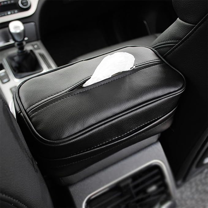 Car Tissue Holder, Travel Napkin Dispenser - PU Leather Fits Most Cars, SUVs, Trucks, and Vans by TDOFYH