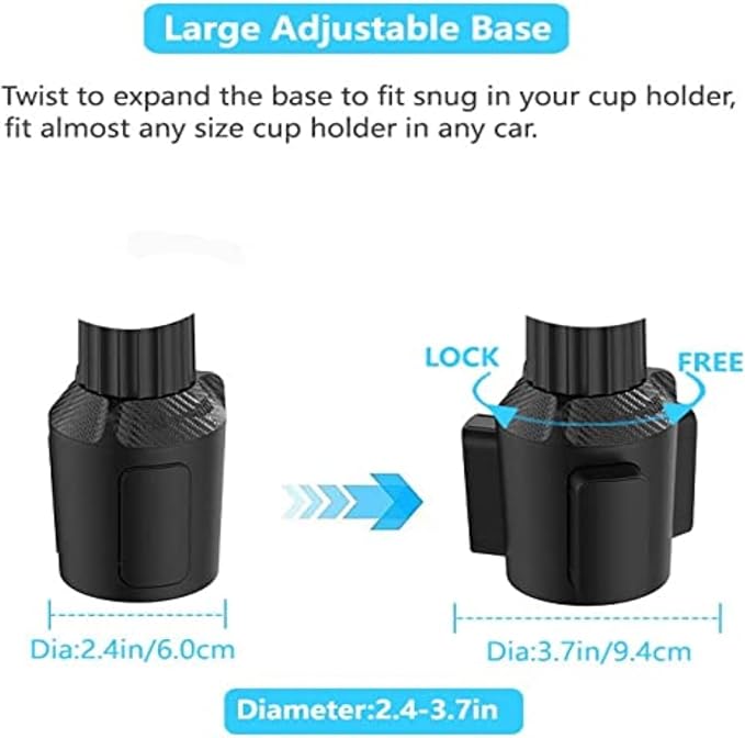 Kelofam Larger Cup Holder Tray, 10 inch Car Food Tray for Eating, Detachable 3 in 1 Car Cup Holder Expander and 360° Rotating Car Cup Holder Tray Table with Phone Holder, Road Trip Essentials - Image 5