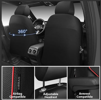 CAR PASS 3D Foam Mesh Leather Car Seat Covers Full Set,Breathable Mesh Faux Leather Seat Covers for Car,Universal Fit for SUV Truck Sedan Automotive, Armrest Airbag Compatible,Black and Red - Image 7