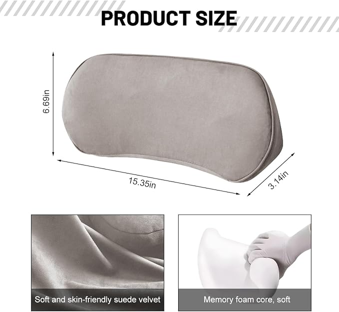 Zpana Car Lumbar Support Pillow, Memory Foam Back Cushion, Light Gray | Memory Foam Lumbar Support Pillow, Lower Back Pain Relief & Sciatica, Comfortable Driver Seat Pad, Universal Seat Cushion - Image 2