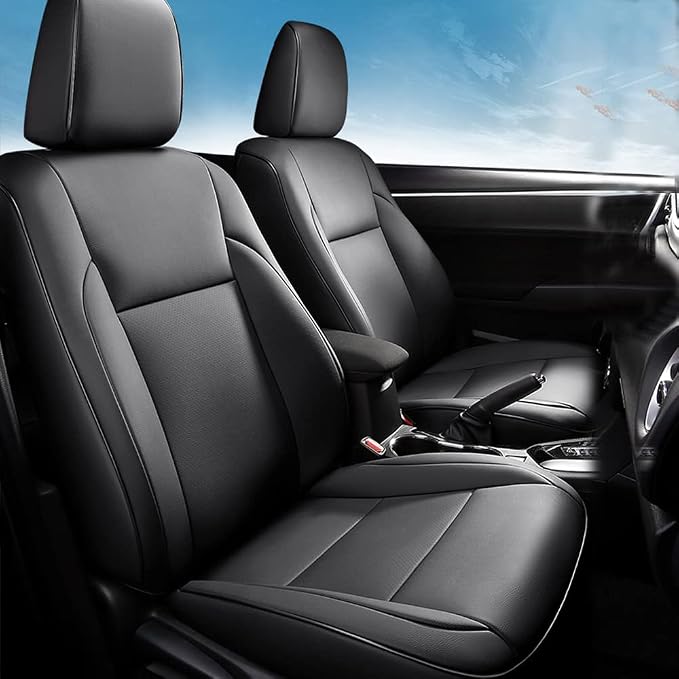 CocheFamilia Custom Fit Corolla Car Seat Covers for Select 2023 2024 2025 Toyota Corolla Hybird LE - Full Set,Leather (Black) by CocheFamilia