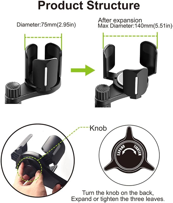 3 in 1 Car Cup Holder Expander with Adjustable Base, All Purpose Car Cup Holder and Organizer, Road Trip Essentials Car Accessories for Snack Bottles Cups Drinks (B03) - Image 6