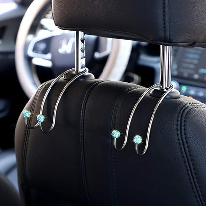 SAVORI Auto Hooks Bling Car Hangers Organizer Seat Headrest Hooks Strong and Durable Backseat Hanger Storage Universal for SUV Truck Vehicle 2 Pack (Sky Blue) - Image 3