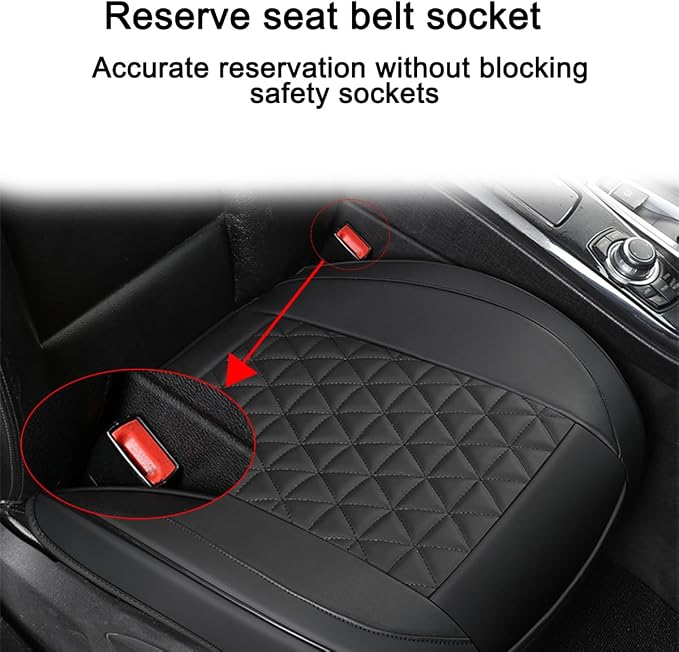 2PCS Leather Car Seat Cover, Front Bottom Seat Protector Pad, Black | Leather Vehicle Seat Cover, Full Surround Waterproof Seat Protector Cushion, Universal Fit, Auto Interior Accessories - Image 6