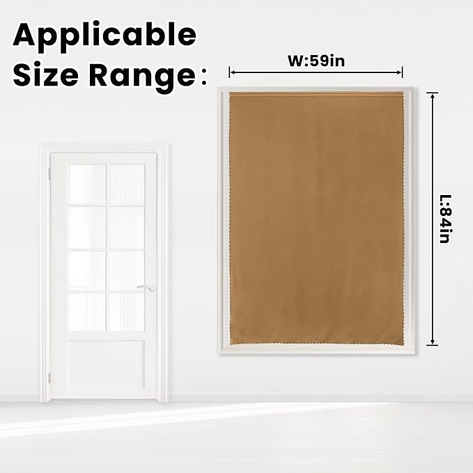 Self Adhesive Curtains, Stick Curtain Blackout Shades Window Cover Curtains for Living Room No Drilling, 59" W X 84" L, Brown, 1 Panel - Image 7