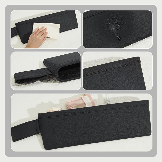 PH PandaHall 2pcs Car Gap Filler Organizer Front Side Pocket Seats Cars Console Side Organizer Leather Seat Gap Storage Box Black Seat Catcher Holders for Holding Phone Key Sunglasses Wallet Cards - Image 5