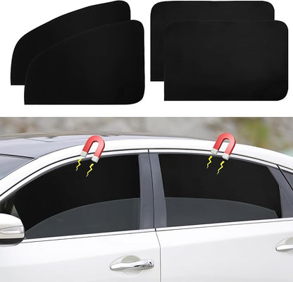 Ovege Car Window Shades 4pcs Magnetic -Side Window Sun Shade for Baby Car Privacy Curtain UV Protection－Front&Back 4pcs by Ovege