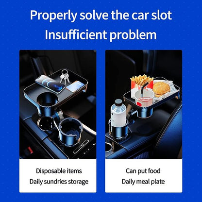 Car Cup Holder Tray, 2 in 1 Cup Holder Expander Car Food Table Tray with Adjustable Base, 360° Rotate Car Tray for Eating, Detachable Car Table Fits Yeti, Hydro Flask 16-46 oz - Image 7
