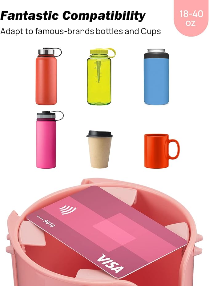 JoyTutus Cup Holder Tray for Car, Car Cup Holder Expander with 360°Rotation Tray, Large Cup Drink Holder Fit for Yeti/Hydro Flask, Detachable Food Tray Table, Pink Car Accessories - Image 5