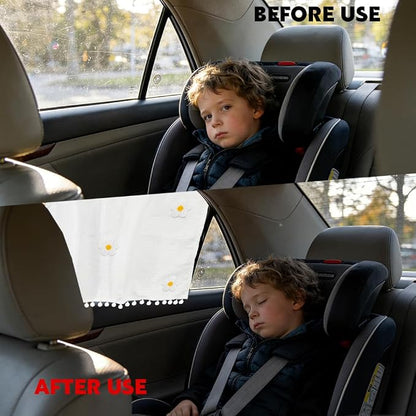 Car Side Window Sun Shade Privacy Curtain for Baby, Car Window Screen, 25"x18" Sun Protection Curtain, Blackout UV Protection Window Shades with Suction Cup for Back Seat (Five Small Flowers) - Image 6