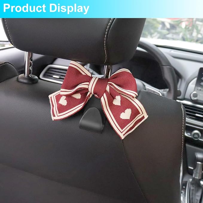 Mandark 2PCS Bow Car Headrest Hooks for Bags, Red Line | PVC construction, clip-on installation keeps items off the floor, fits most cars, SUVs, and trucks, car interior accessories - Image 5