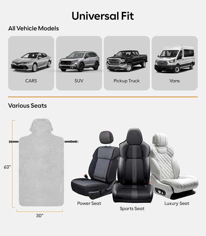 Car Seat Cover Towel, Waterproof, for Use After Gym, Gray, 2 Pack | Sweatproof, Odor-proof, Universal Fit, Machine Washable, Non-Slip Backing, Seat Covers for Car, Truck, SUV, Van - Image 5