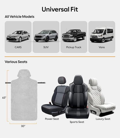 Car Seat Cover Towel, Waterproof, for Use After Gym, Gray, 2 Pack | Sweatproof, Odor-proof, Universal Fit, Machine Washable, Non-Slip Backing, Seat Covers for Car, Truck, SUV, Van - Image 5