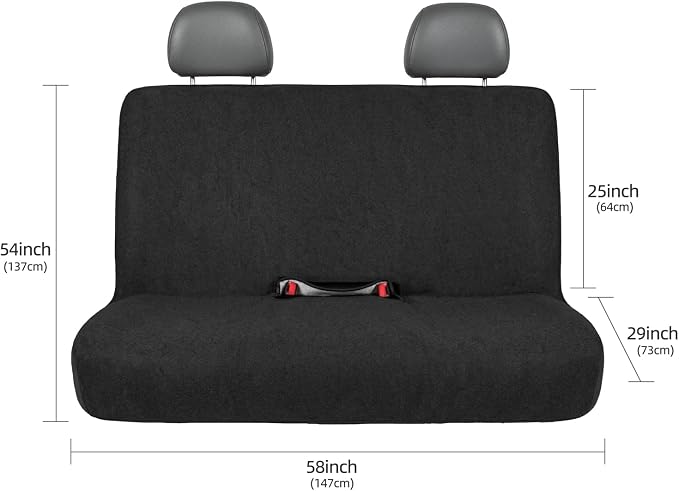 Waterproof Car Seat Cover Bench Black Full Size Universal Fits Car Sweat Towel for Trucks SUV Van Rear Car Seat Protector Protector Cloth Seats Pack of 1 - Image 3