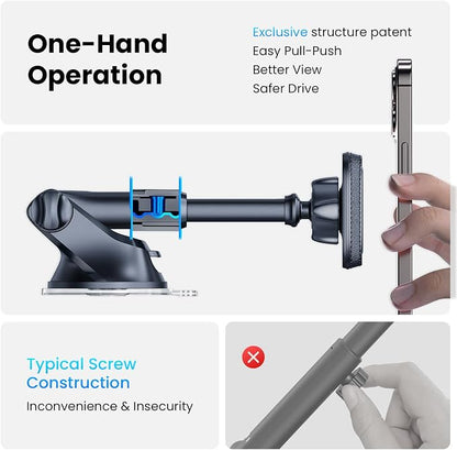 APPS2Car Magnetic Phone Mount for Car, Dashboard & Windshield Suction Cup Holder with Telescopic Arm, Requires Metal Plate for Proper Use, Fit for Android Smartphones(NOT for MagSafe) - Image 6
