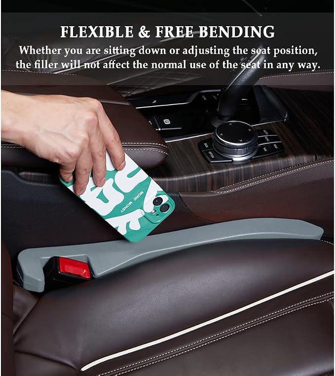 IHOTDER Super Flexible Car Seat Gap Filler,Durable Car Organizer Between Seats for Tightly Filling Seat Gaps,Universal CCar Side Seat Gap Filler CCar Accessories for Women & Men (Gray/2PCS)… - Image 4