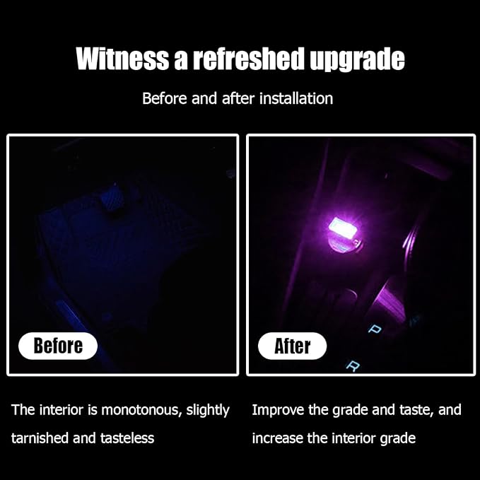 BESULEN Car Interior Atmosphere Lamp, Plug-In USB LED Light, Purple | Car Interior Atmosphere Lamp, USB LED Ambient Lighting Kit, Universal Fit SUV Sedan Truck, Night Light Decoration - Image 6