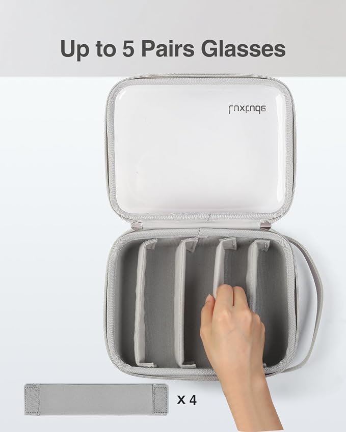 Travel Sunglasses Organizer Case, Clear Sunglasses Travel Case | Glasses Case Multiple Pairs with Adjustable Slots, Hard Shell Sunglass Storage Organizer for Women Men/Camping/Beach etc. - Image 2