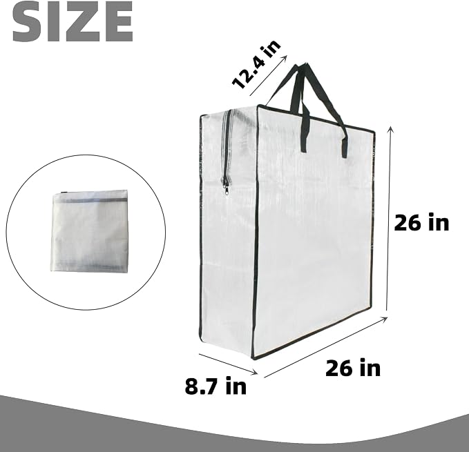 3 Pack Clear Storage Bags with Zipper and Handles, Blanket Bags For Closet Storage, Moving and Packing Supplies for College, Underbed Storage Organizer for Clothes Pillow Bedding Christmas Wreath - Image 2