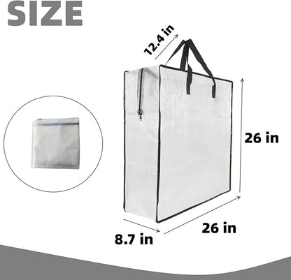 3 Pack Clear Storage Bags with Zipper and Handles, Blanket Bags For Closet Storage, Moving and Packing Supplies for College, Underbed Storage Organizer for Clothes Pillow Bedding Christmas Wreath - Image 2