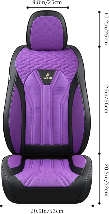 Leather Seat Covers for Car Waterproof Front Seat Covers 2 Pack Purple Car Seat Cover Universal Driver Seat Protector for Most Cars Trucks SUV - Image 2