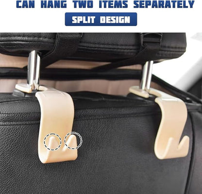 Car Seat Headrest Hook, 4PCS Vehicle Seat Back Storage Hanger for Handbag Purse Grocery, Automotive Interior Organization Holder Hook, Universal for SUV, Truck, RV (Beige) - Image 4