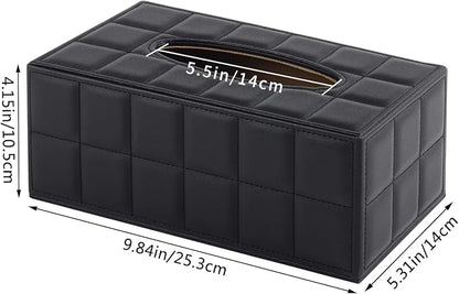 Tissue Box Cover Rectangle Tissue Box Holder PU Leather Facial Organizer with Magnetic Bottom,Decorative Napkin Caddy for Vanity Dresser Night Stand Table Countertop Home Office Car,Black - Image 8