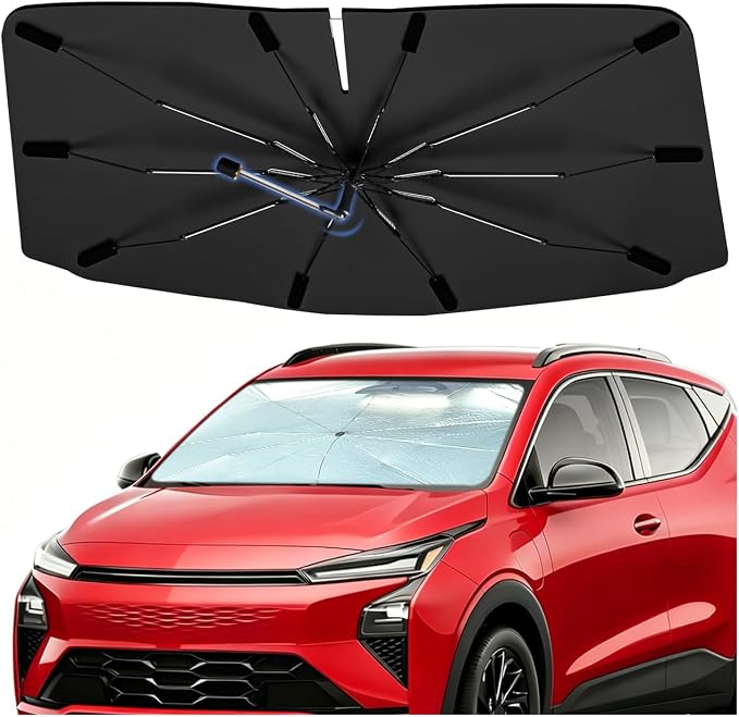 Windshield Sun Shade Umbrella for Chevrolet Bolt 2017–2026 Front Window | Double Layer Foldable Car Sunshadefor Bolt,UV Protection Sun Blocker & Heat Shield by Bocvam