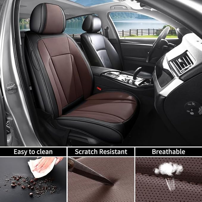 Front Seat Covers Custom Fit For Hyundai Venue 2019-2026 ,Black&Brown | Luxury Faux Leather, Waterproof, Anti-Slip, Airbag Compatible, Breathable, Car Seat Protectors, 1 Row 2 Seats - Image 4