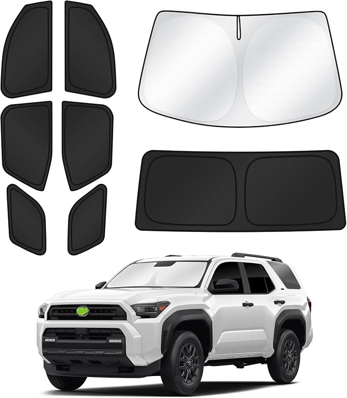 Canvcle Sunshades for 2025 2026 Toyota 4Runner Accessories Windshield Sun Shade Side Rear Window Shade Cover Sun Visor Shield Privacy Protection for Camping Keep Vehicle Cool Black 8PCS - Image 7