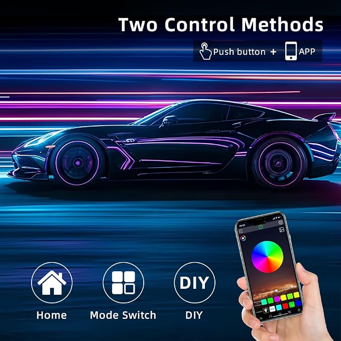 Acrylic Interior Car LED Strip Light, Dreamcolor 22-in-1 RGB Ambient Lighting with APP, 16 Million Colors 175in 600LED Music Sync Lights for Night Driving, Home, Camping & Gift Decor - Image 3
