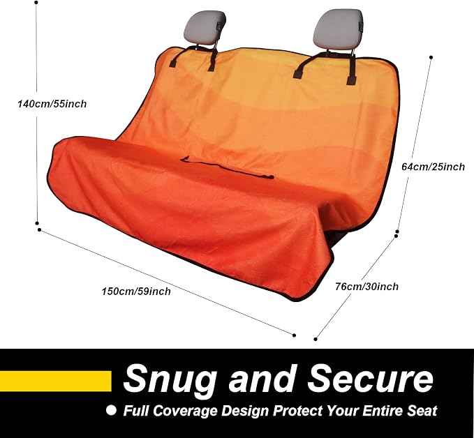 Back Seat Cover for Car Trucks Van SUV Jeep,Waterproof Rear Bench Towel Seat Covers for Dogs and Kids,Automotive Backseat Protector (Orange) - Image 2