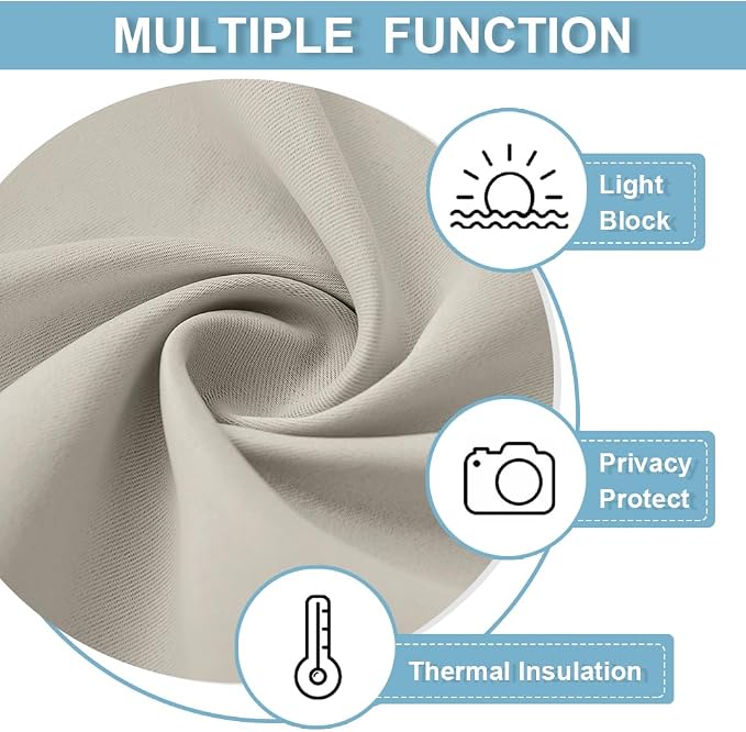 RYB HOME French Door Curtain 80 inch Long, Blackout Blinds for Patio Door | Thermal Insulated, Self Adhesive, Privacy, For Bedroom Kitchen Front Entry Front Back Door Glass Window, W34 x L80, 1 Panel - Image 7