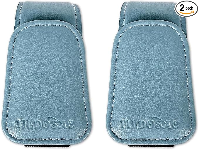 TILDOSAC 2 Pack Sunglasses Holder for Car Visor, Leather Magnetic Sunglass Holder for Car with Clip (Blue) by TILDOSAC