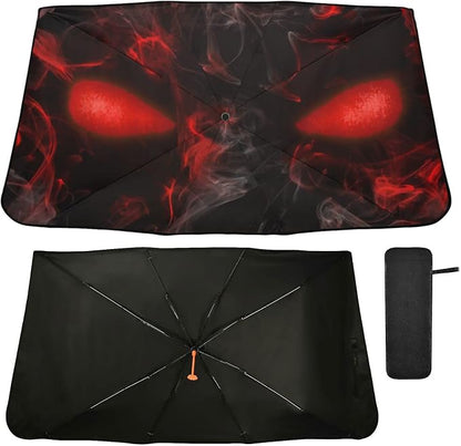 Skull Red Eyes Windshield Sun Shade Umbrella Foldable Car Front Window Sunshade Blocks UV Rays Heat Keep Vehicle Cool (55" x 27.5") by Oarencol
