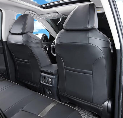 Custom Fit RAV4 (for Hybrid) Seat Covers Full Set for Toyota RAV4 Hybrid 2019 2020 2021 2022 2023 2024 2025 with Waterproof Faux Leather (Black, LU01-Hybrid) - Image 2