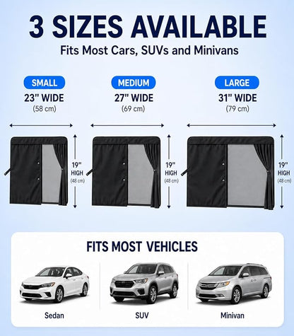 Nmoiss [2026 Upgraded] Car Window Shades for Baby [Blocks 100% UV & Harsh Sunlight] (2 Pack) Double Layer Side Window Curtains Roll Windows Down Privacy Full Covers/Half Shade Options Large - Image 7